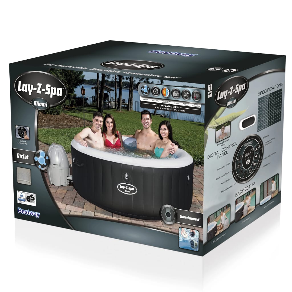 Lay-Z-Spa Vasca Idromassaggio Gonfiabile Miami Air Jet