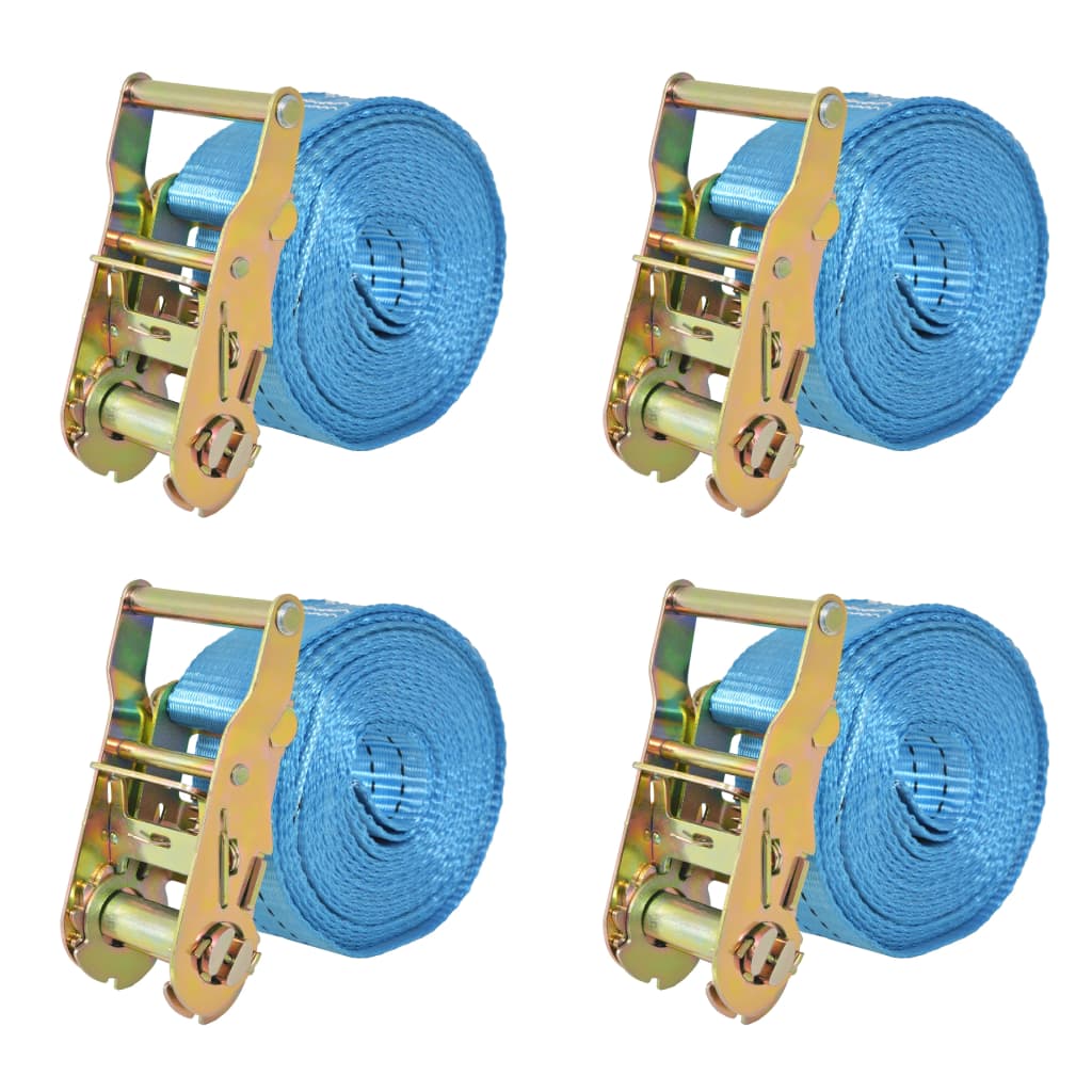 Cinghie d'Ancoraggio 4 pz a Cricchetto 2 T 6mx38mm Blu