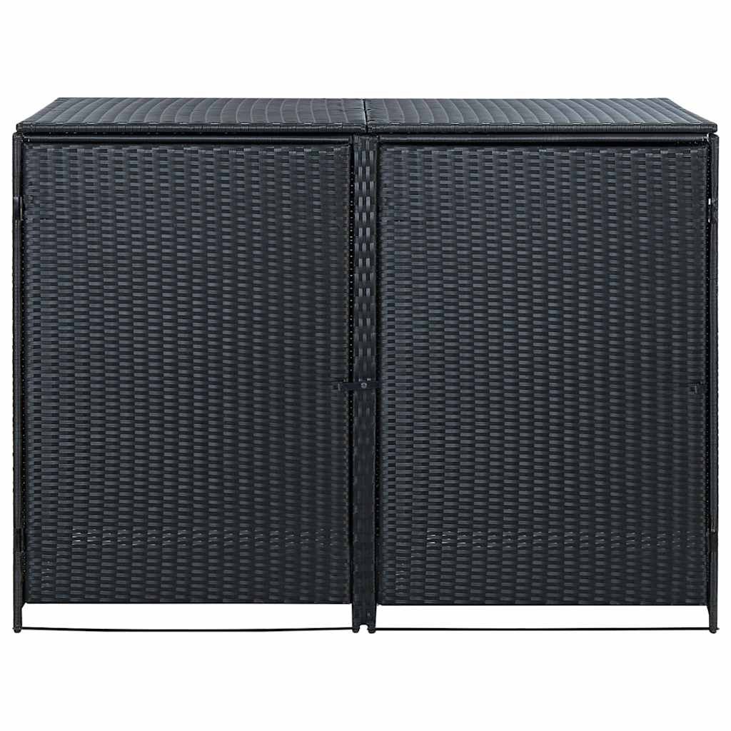 Copribidone Doppio per Spazzatura Polyrattan Nero 148x80x111 cm