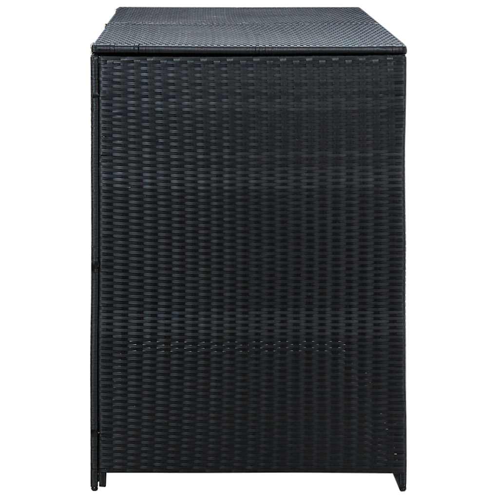 Copribidone Doppio per Spazzatura Polyrattan Nero 148x80x111 cm