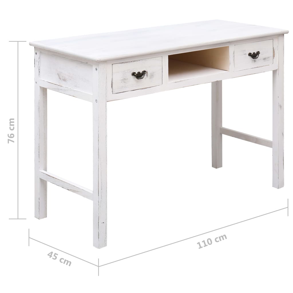 Tavolo Consolle Bianco Anticato 110x45x76 cm in Legno