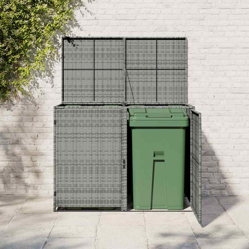 Copribidone Rifiuti Doppio in Polyrattan Antracite 148x77x111cm