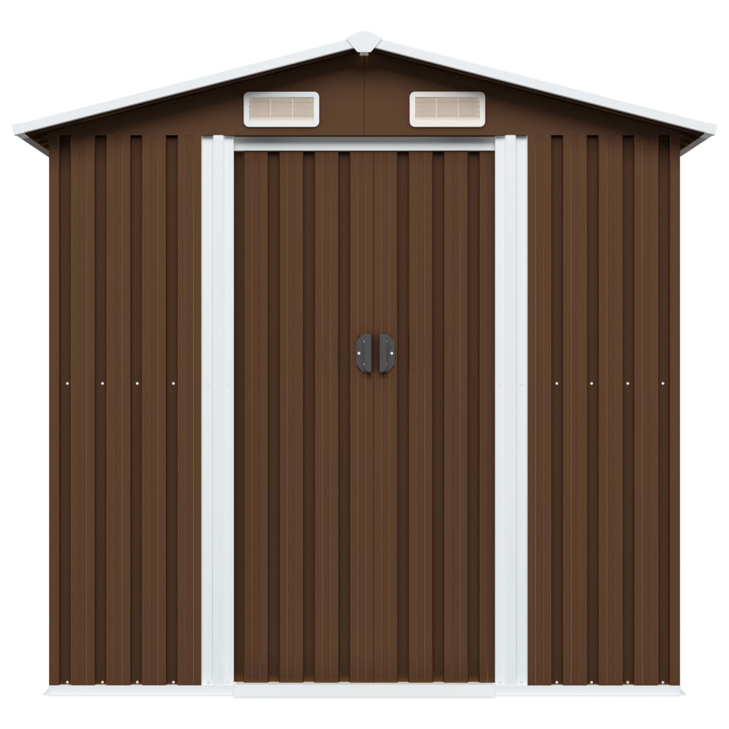 Capanno Attrezzi da Giardino Marrone 204x132x186 cm in Acciaio