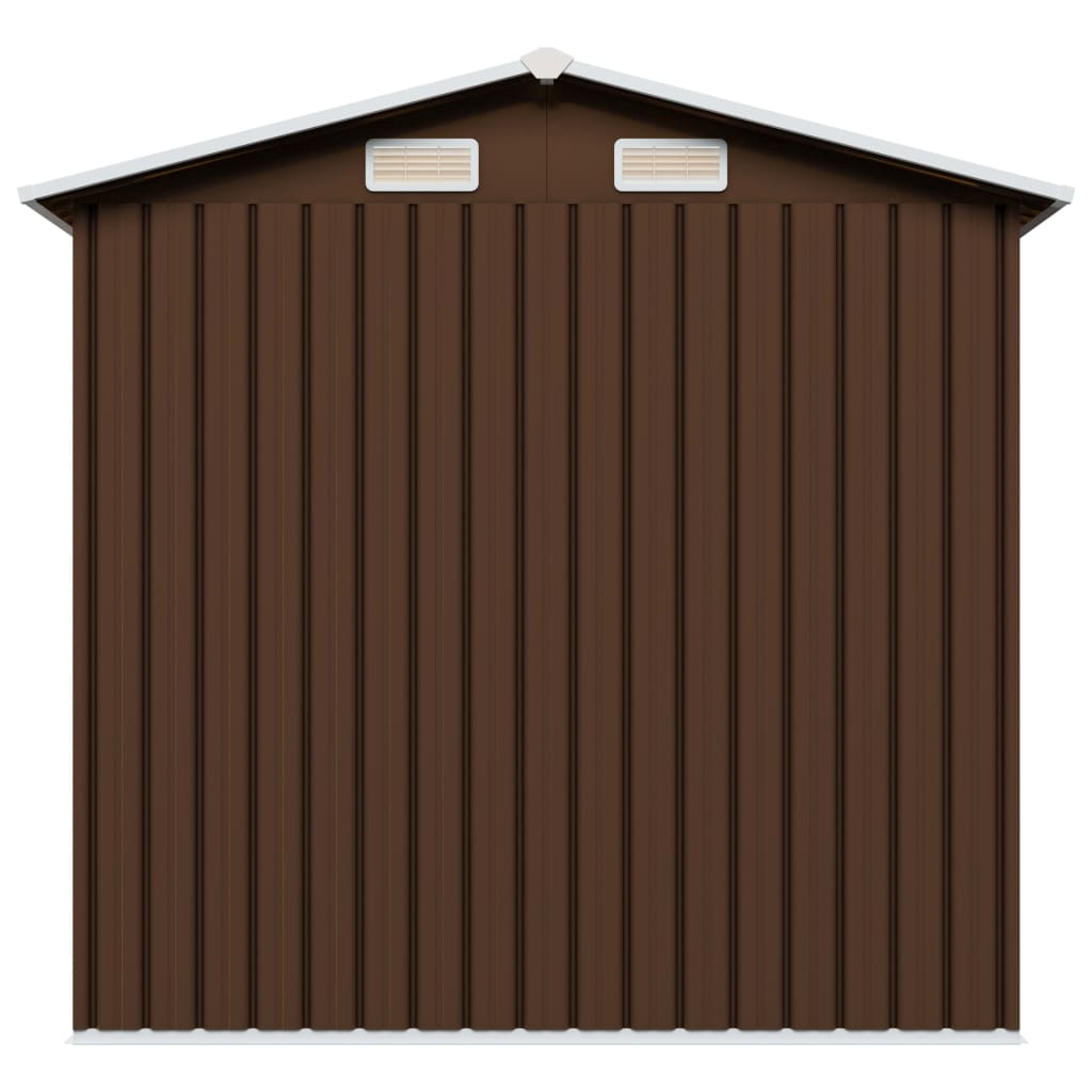 Capanno Attrezzi da Giardino Marrone 204x132x186 cm in Acciaio