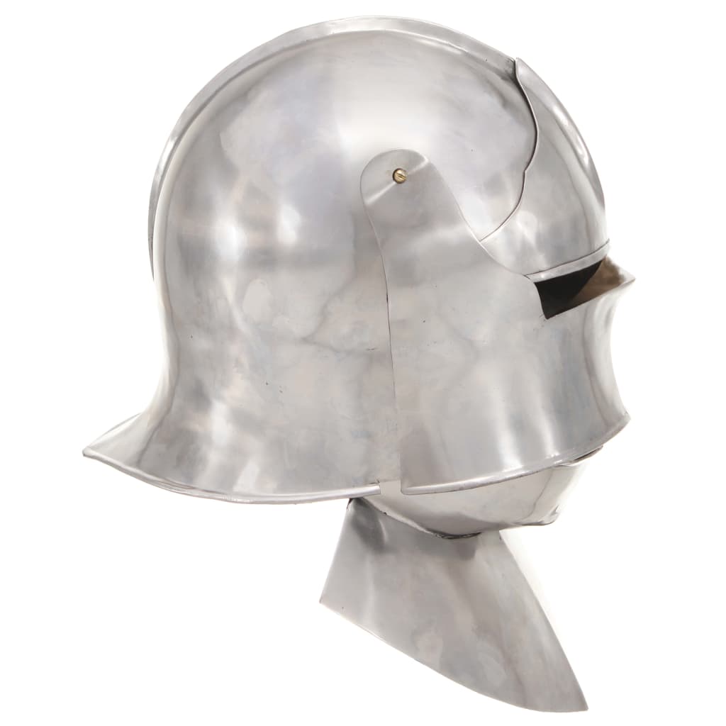 Elmo da Cavaliere Medievale Antico LARP in Acciaio Argento