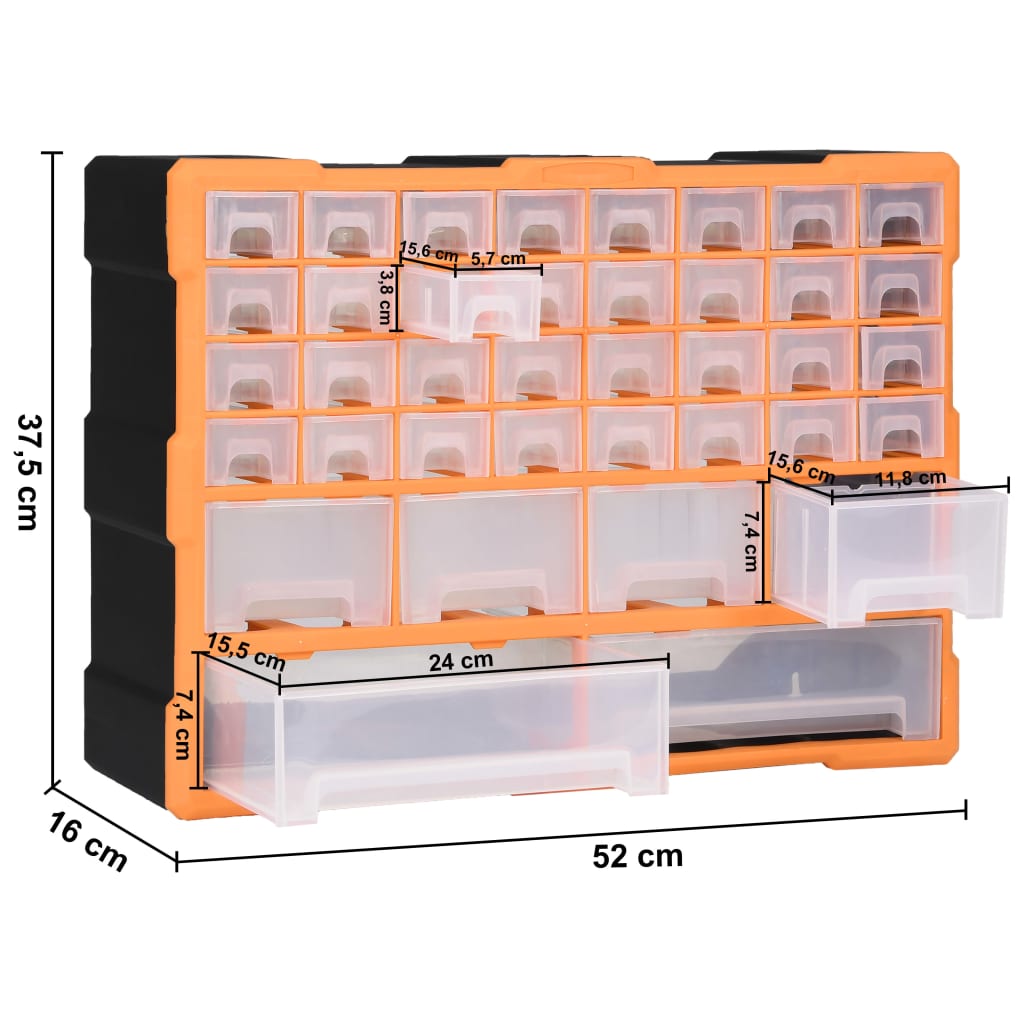 Mobile Contenitore con 38 Cassetti 52x16x37,5 cm