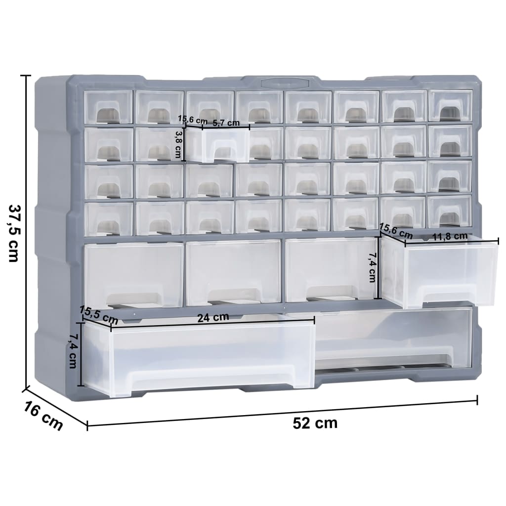 Mobile Contenitore con 38 Cassetti 52x16x37,5 cm