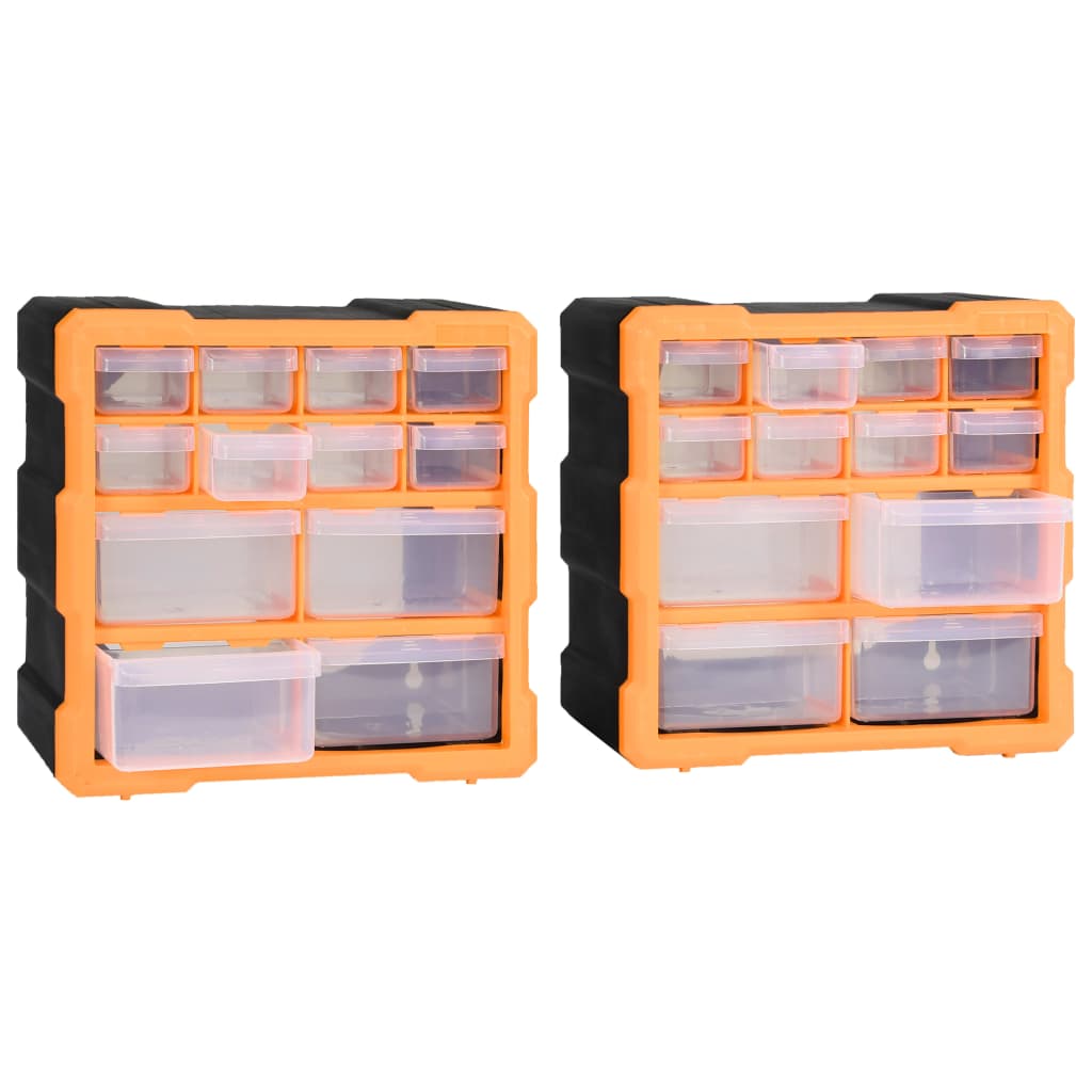 Mobili Contenitori con 12 Cassetti 2 pz 26,5x16x26 cm