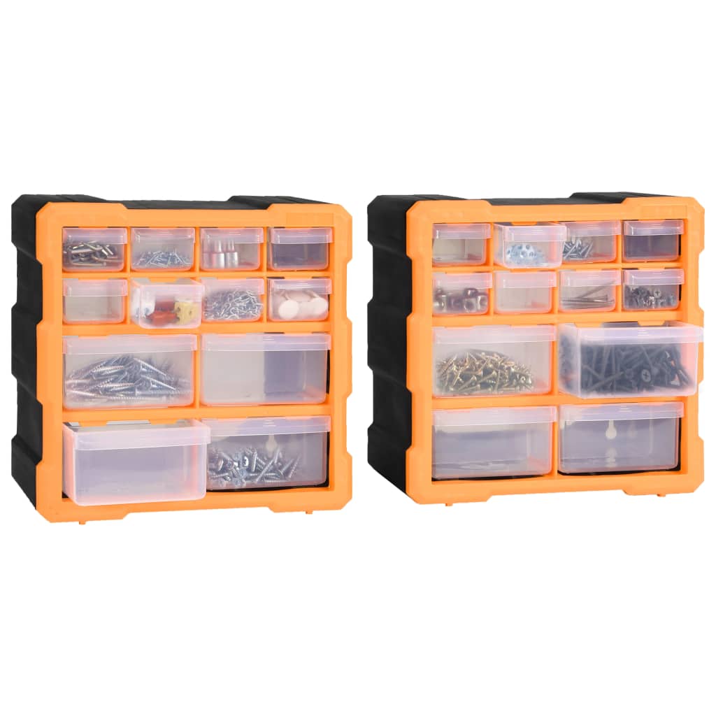 Mobili Contenitori con 12 Cassetti 2 pz 26,5x16x26 cm