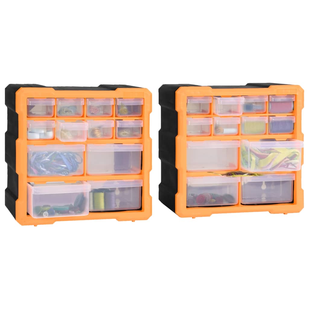 Mobili Contenitori con 12 Cassetti 2 pz 26,5x16x26 cm