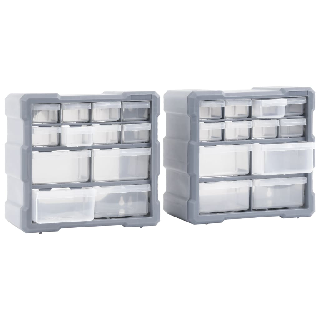 Mobili Contenitori con 12 Cassetti 2 pz 26,5x16x26 cm