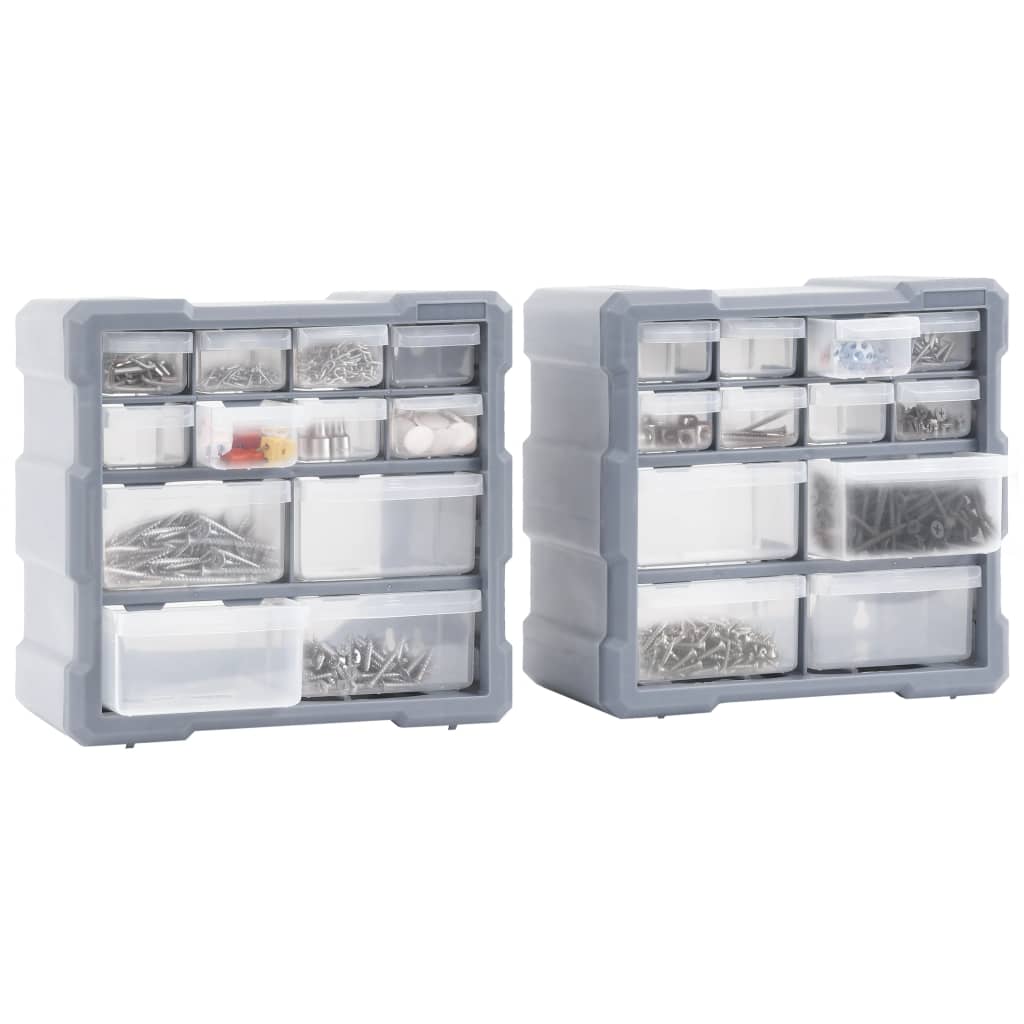 Mobili Contenitori con 12 Cassetti 2 pz 26,5x16x26 cm