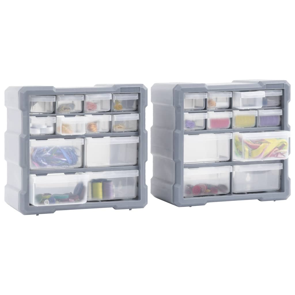Mobili Contenitori con 12 Cassetti 2 pz 26,5x16x26 cm