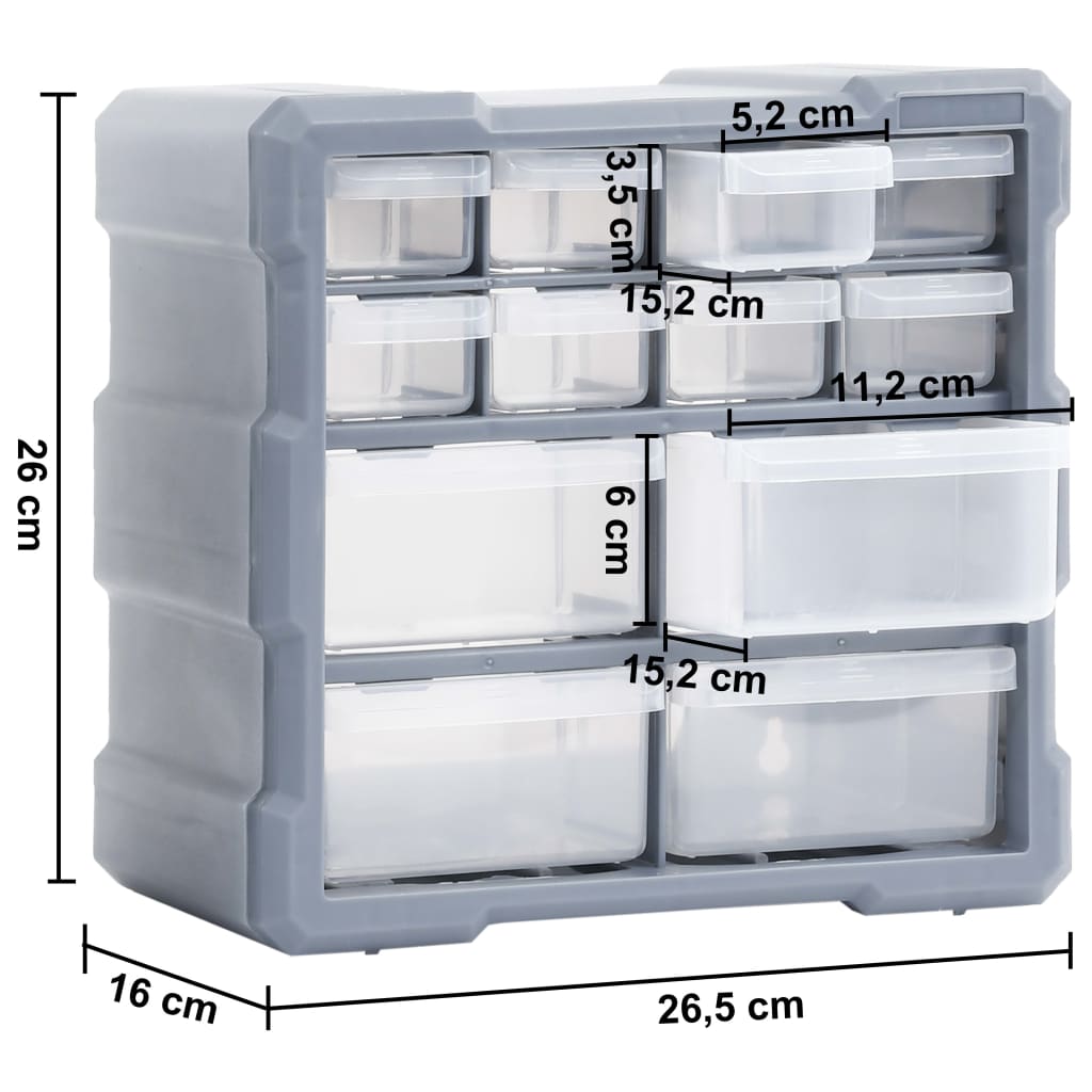 Mobili Contenitori con 12 Cassetti 2 pz 26,5x16x26 cm