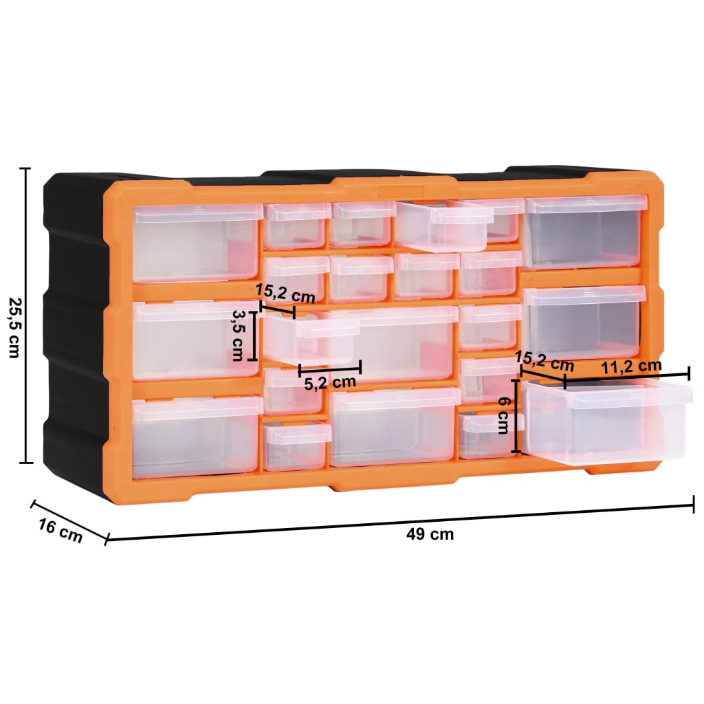 Mobile Contenitore con 22 Cassetti 49x16x25,5 cm