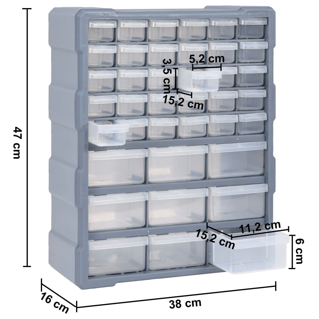 Mobile Contenitore con 39 Cassetti 38x16x47 cm