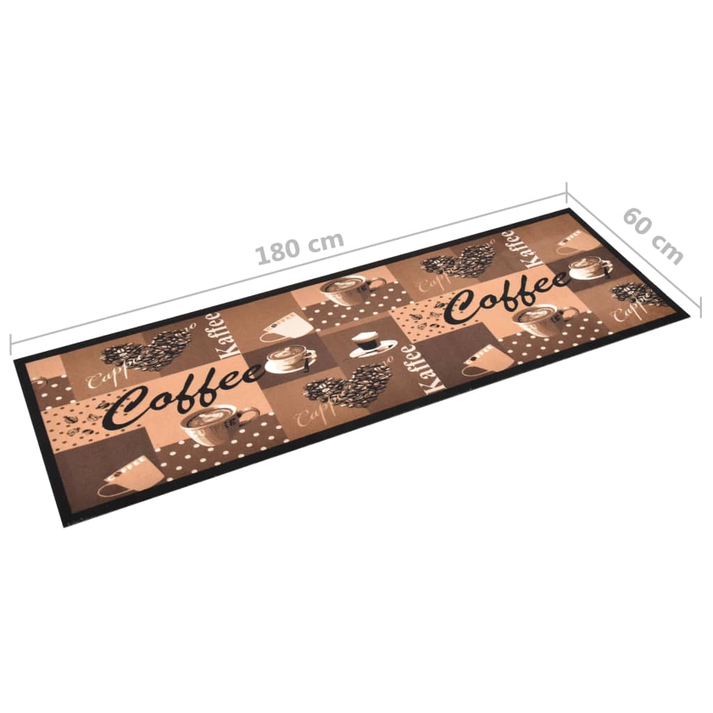 Tappetino da Cucina Lavabile Caffè Marrone 60x180 cm