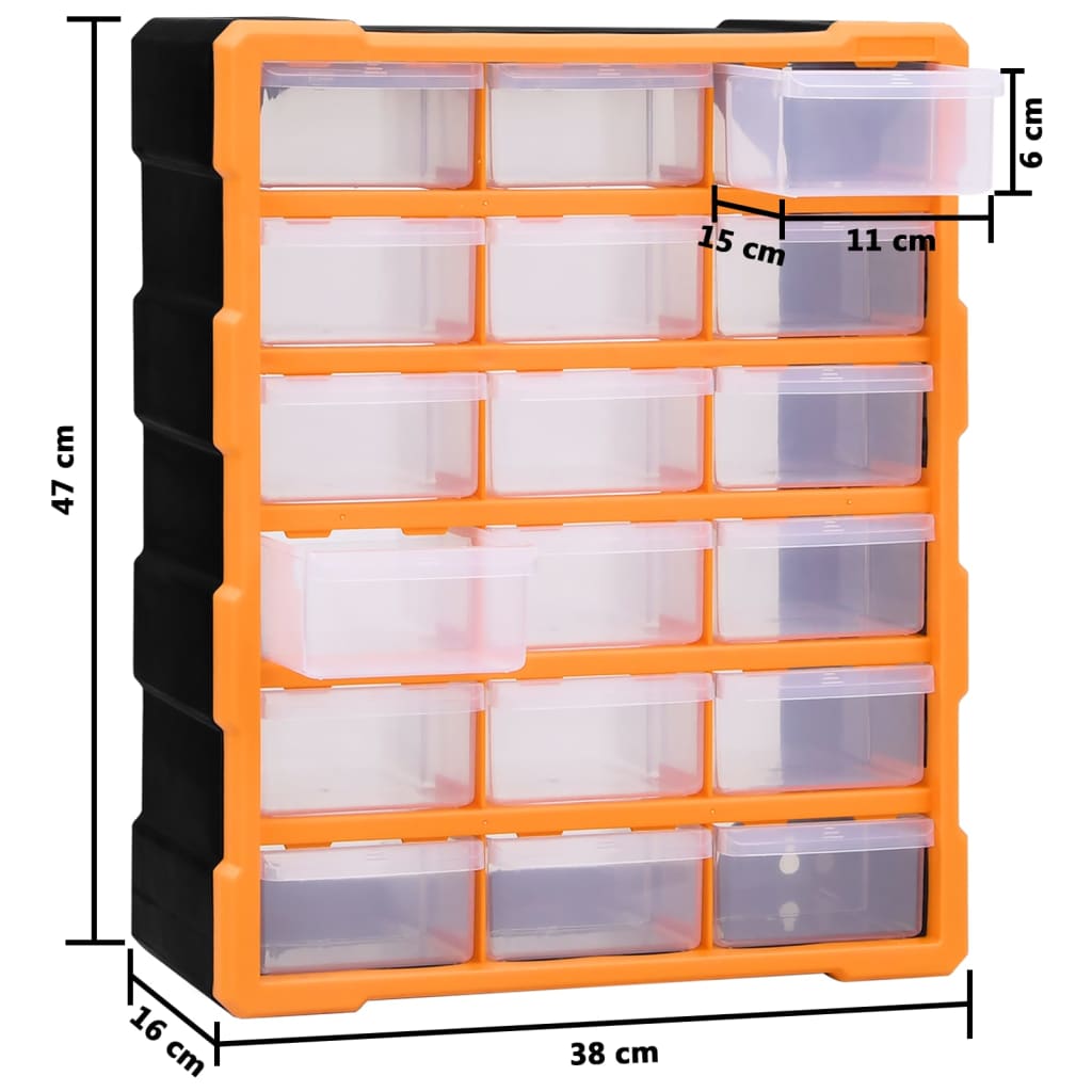 Mobile Contenitore con 18 Cassetti Medi 38x16x47 cm