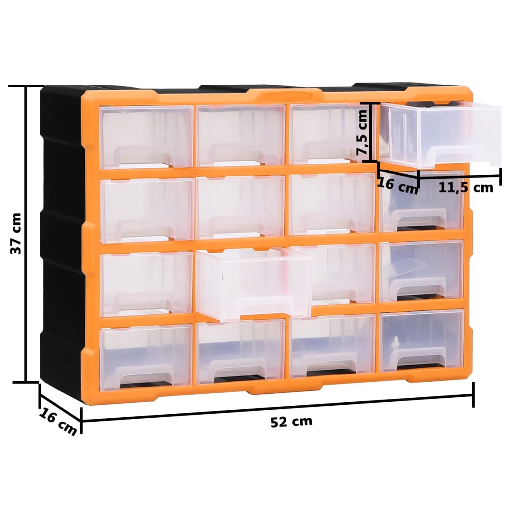 Mobile Contenitore con 16 Cassetti Medi 52x16x37 cm