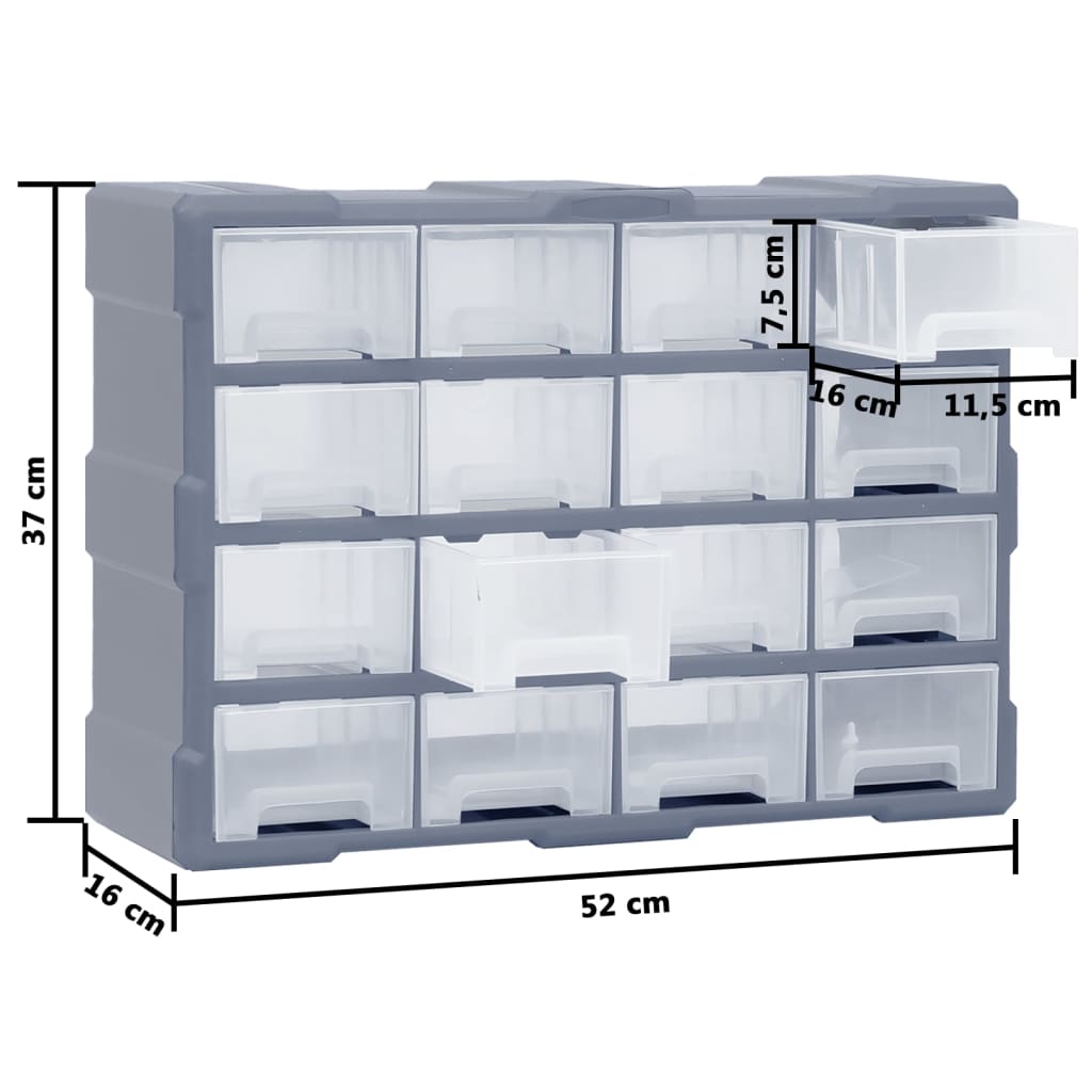 Mobile Contenitore con 16 Cassetti Medi 52x16x37 cm