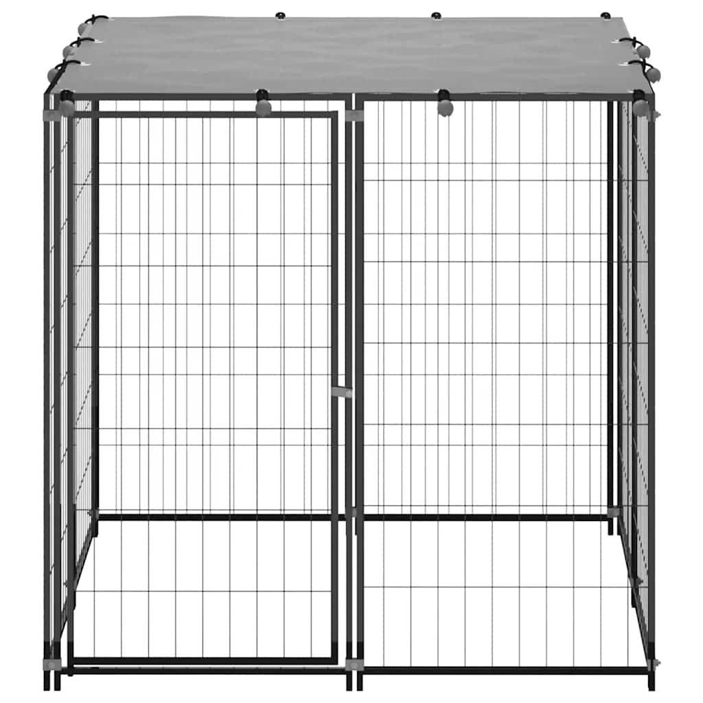Gabbia per Cani Nera 110x110x110 cm in Acciaio