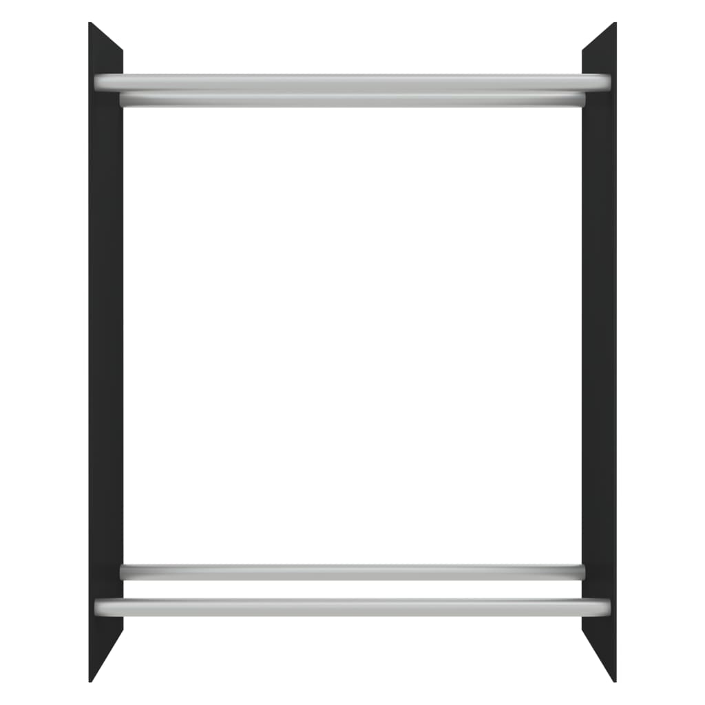 Porta Legna Nero 80x35x100 cm in Vetro Temperato