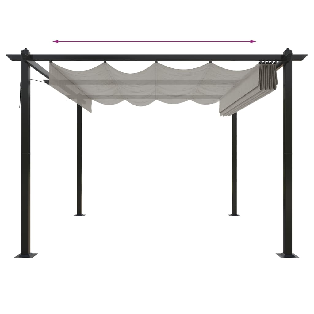 Pergola da Giardino con Tetto Retrattile 3x3 m Crema