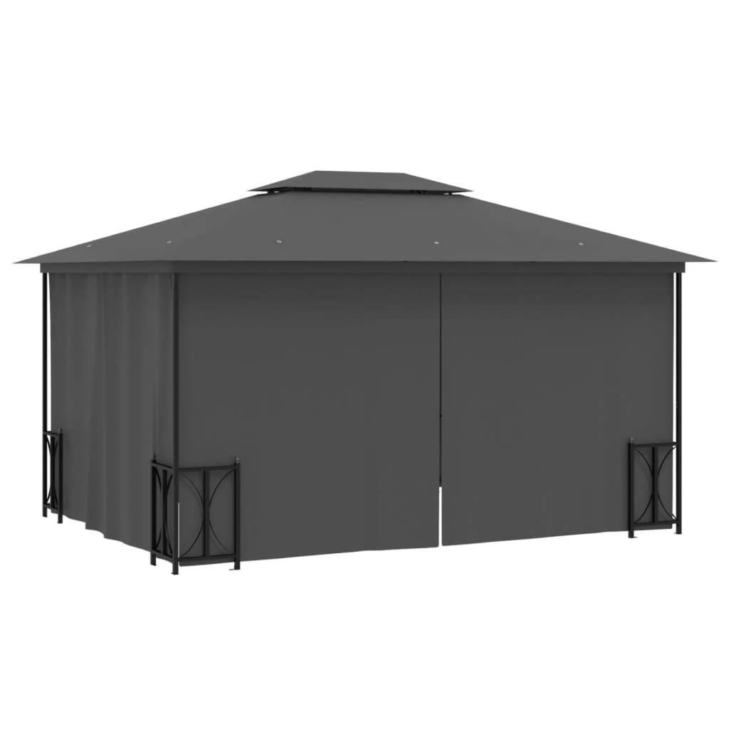 Gazebo con Teli Laterali e Doppio Tetto 3x4 m Antracite