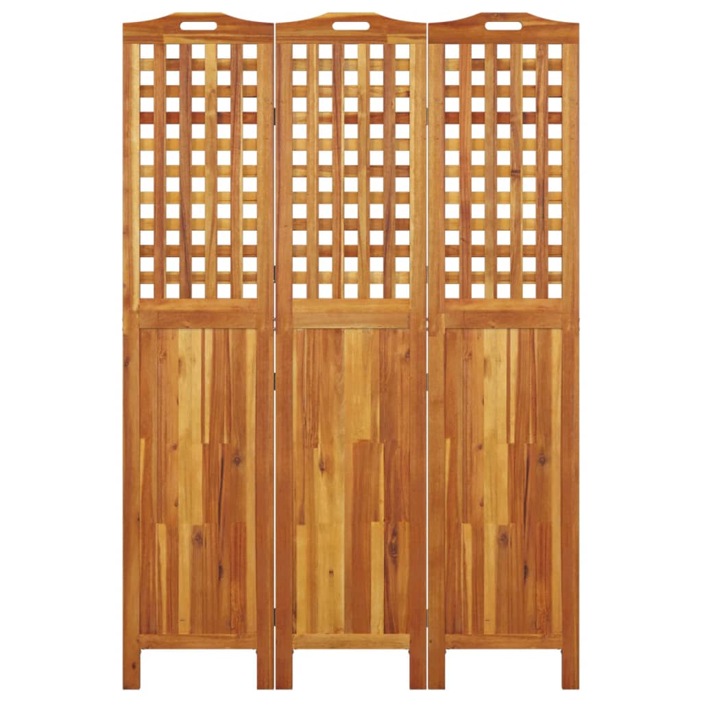 Divisorio a 3 Pannelli 121,5x2x180 cm Legno Massello di Acacia