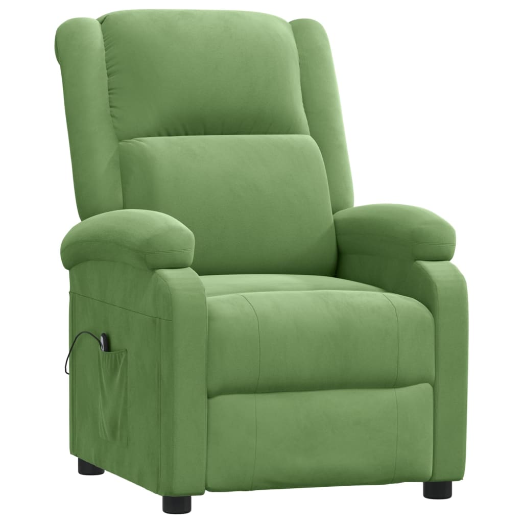 Poltrona Reclinabile Elettrica Verde Chiaro in Velluto