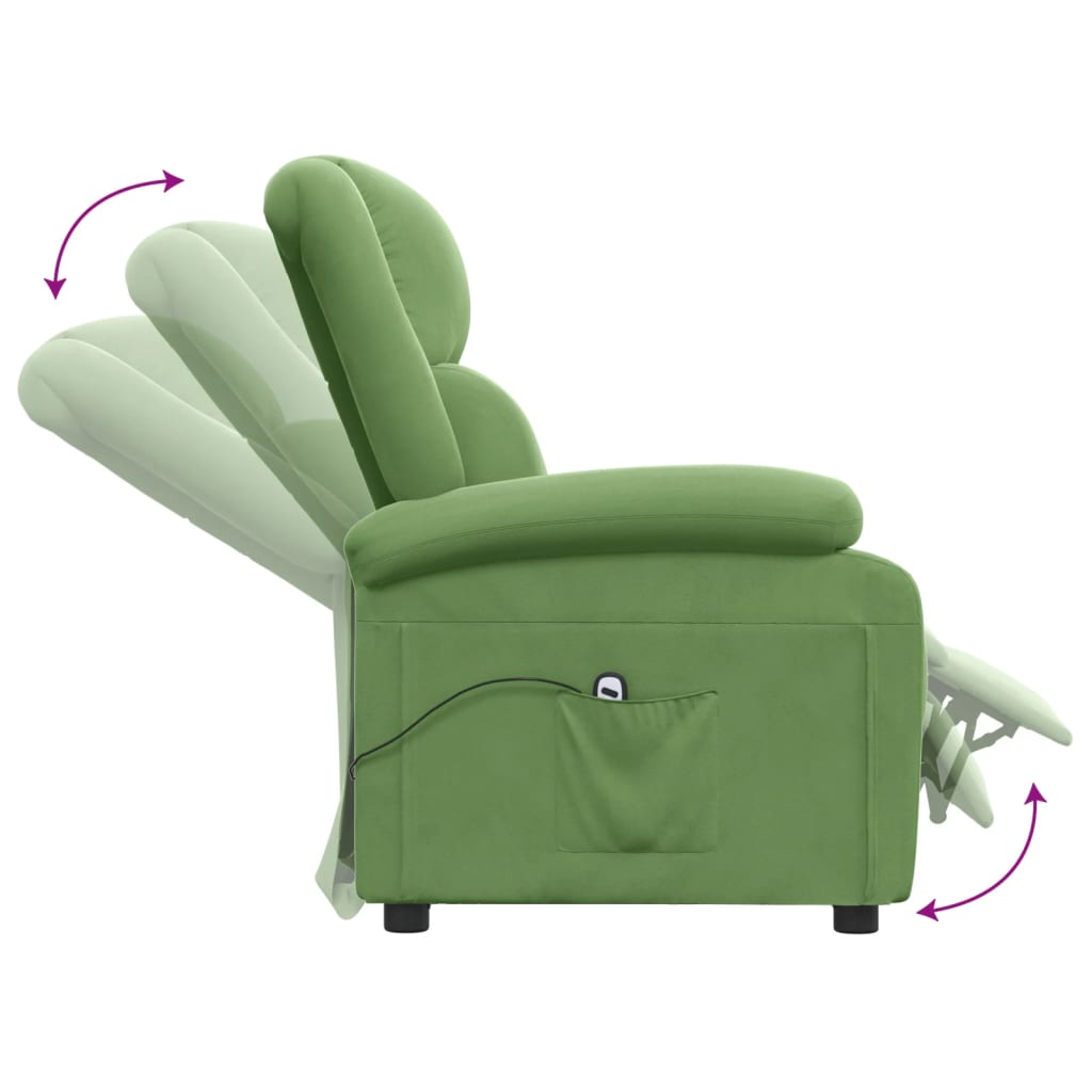 Poltrona Reclinabile Elettrica Verde Chiaro in Velluto