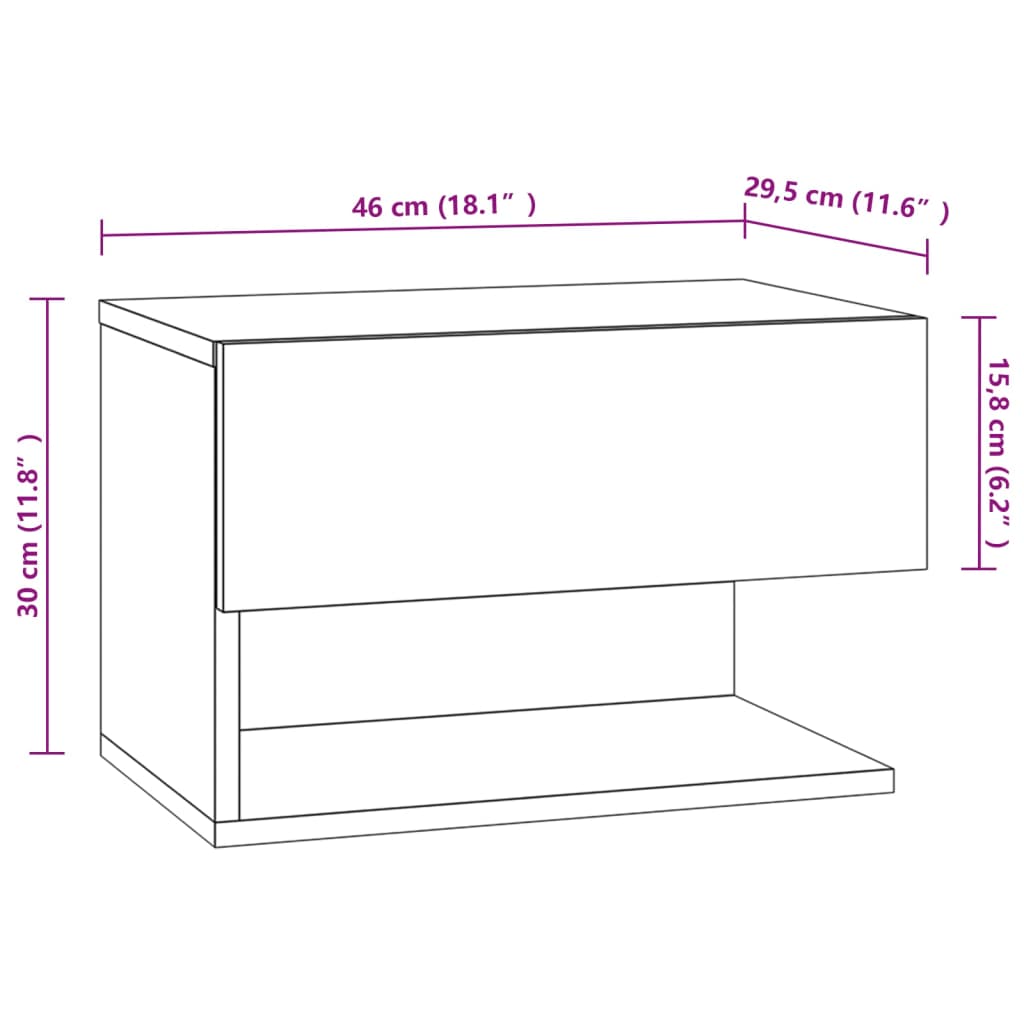 Comodini a Muro 2 pz Grigio Cemento
