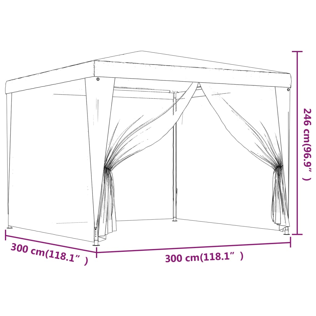Tenda per Feste con 4 Pareti in Rete Antracite 3x3 m in HDPE