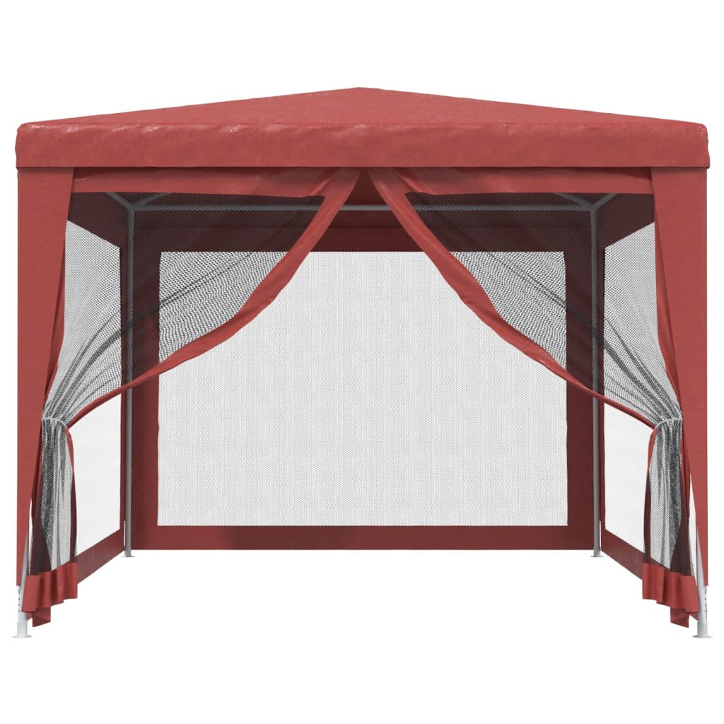 Tenda per Feste con Pareti Laterali in Rete Rossa 3x4 m HDPE