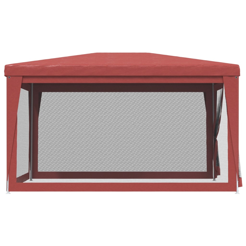 Tenda per Feste con Pareti Laterali in Rete Rossa 3x4 m HDPE