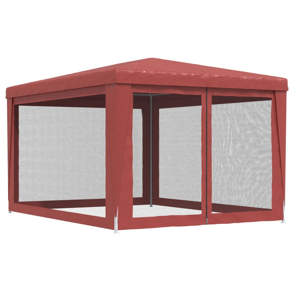 Tenda per Feste con Pareti Laterali in Rete Rossa 3x4 m HDPE