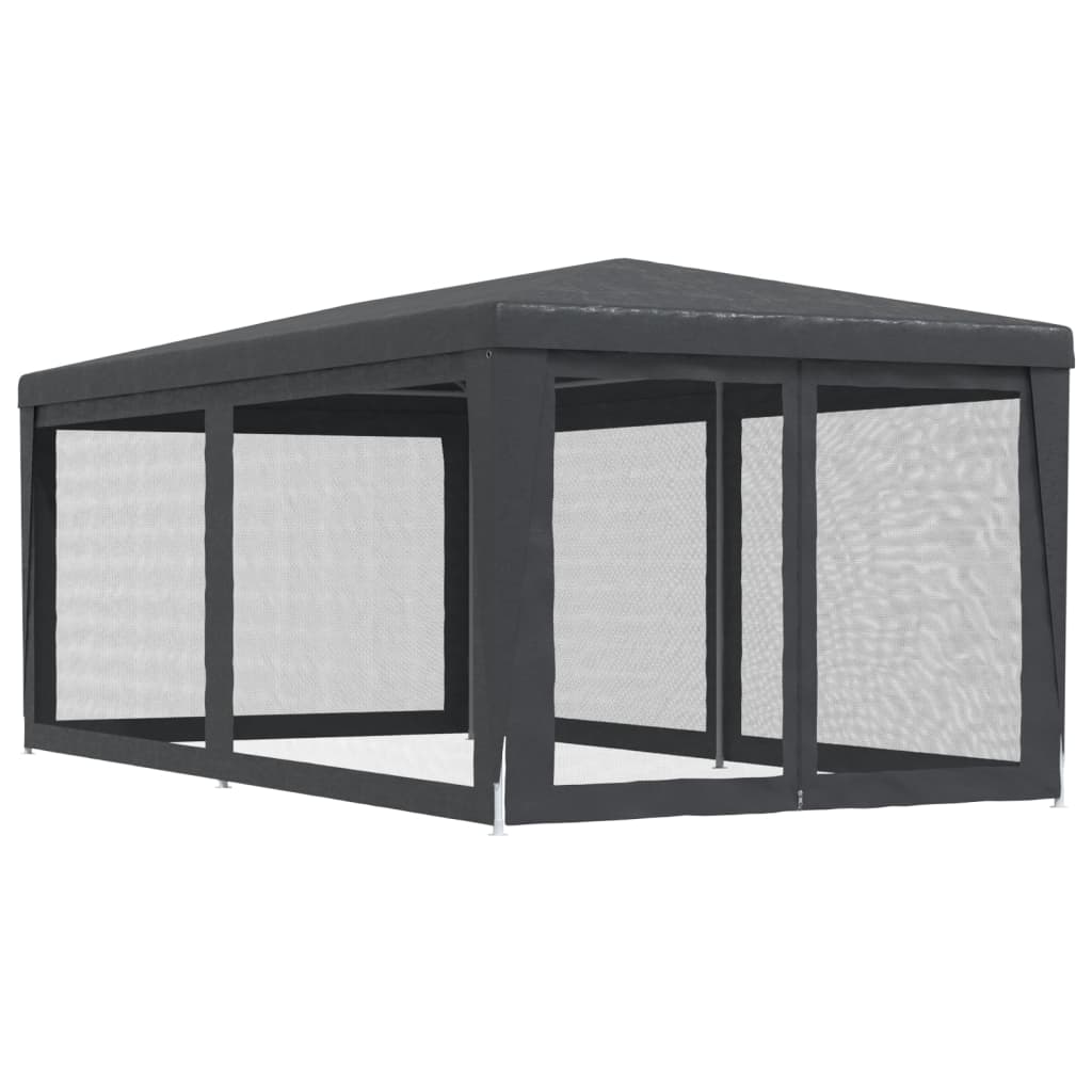 Tenda per Feste 6 Pareti Laterali in Rete Antracite 3x6 m HDPE