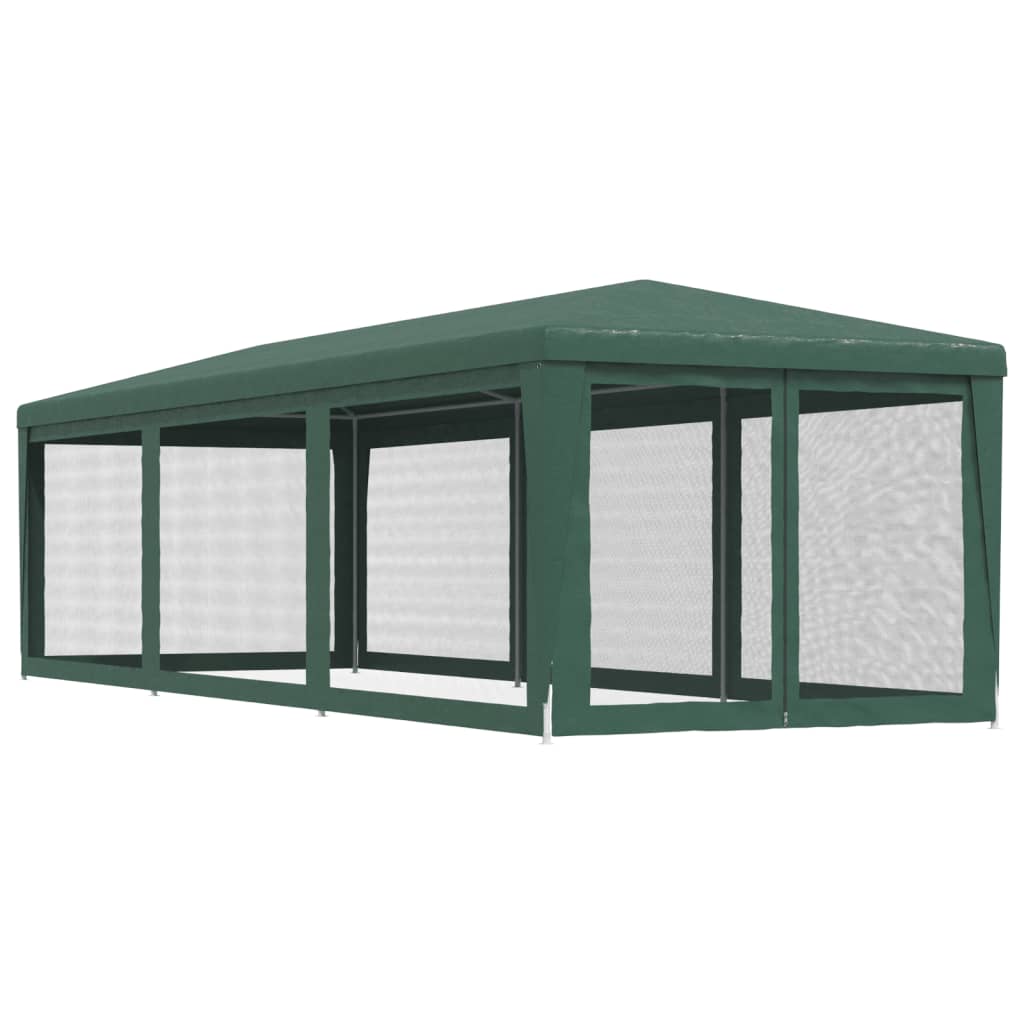 Tenda per Feste con 8 Pareti Laterali in Rete Verde 3x9 m HDPE
