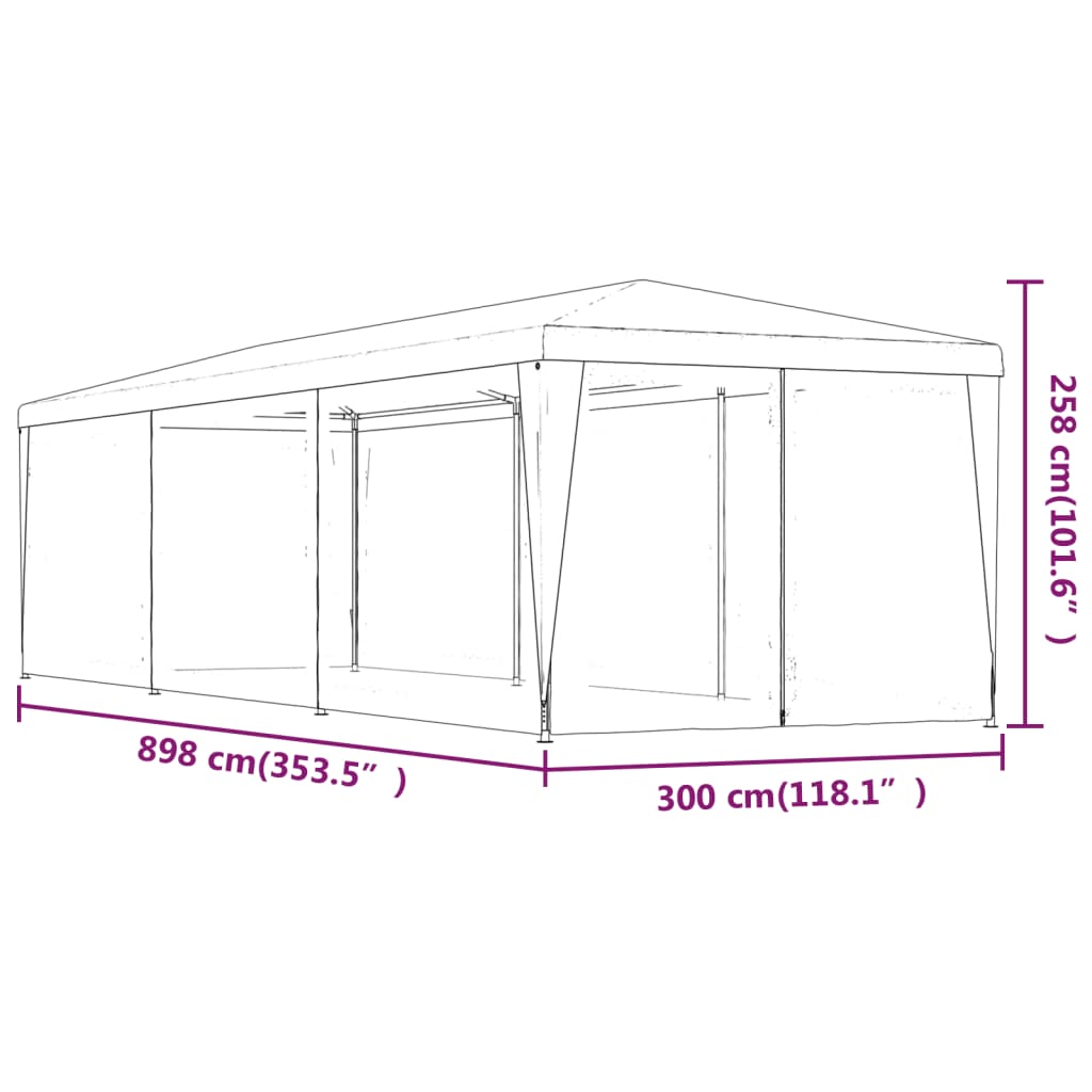 Tenda per Feste con 8 Pareti in Rete Antracite 3x9 m in HDPE