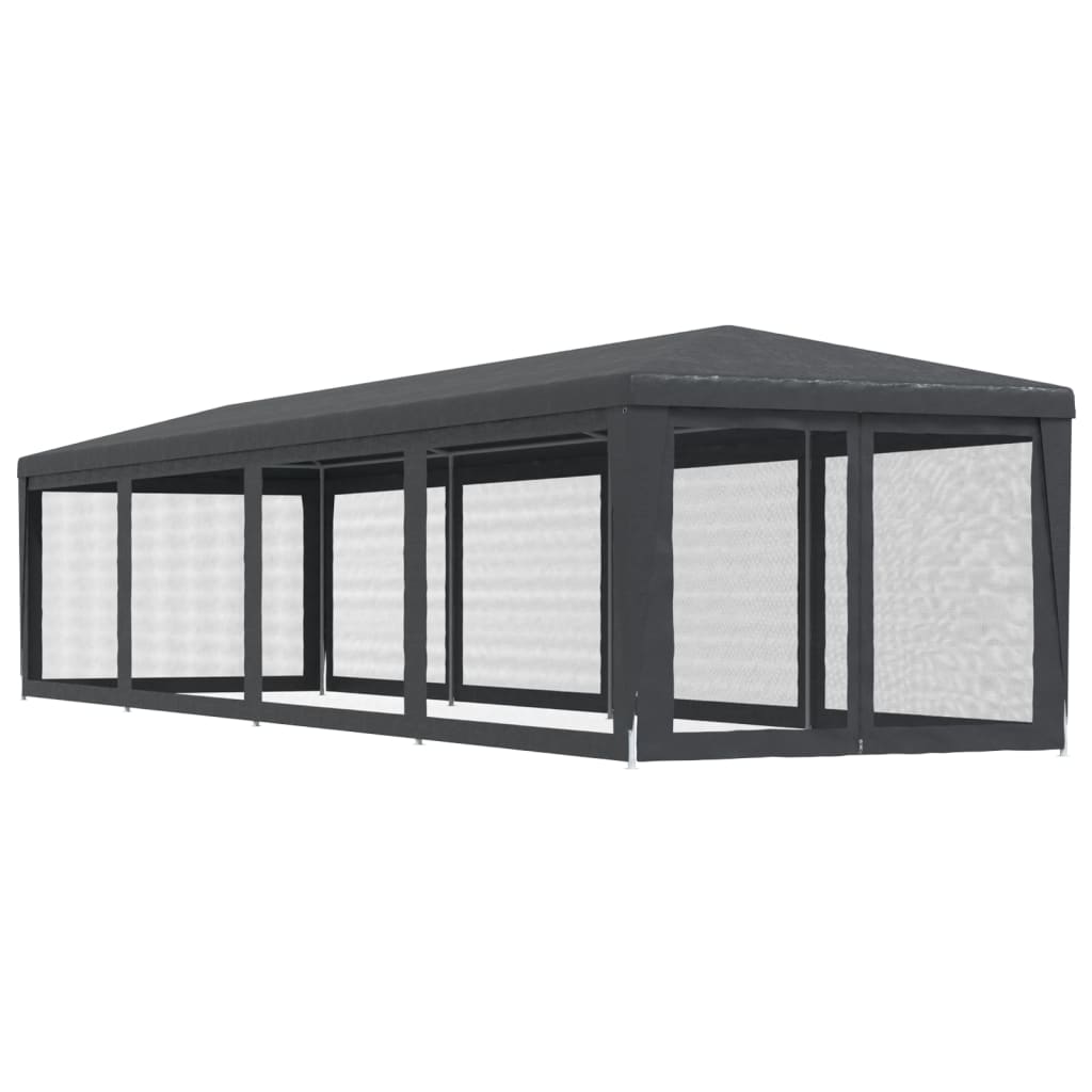 Tenda per Feste con 10 Pareti in Rete Antracite 3x12 m in HDPE
