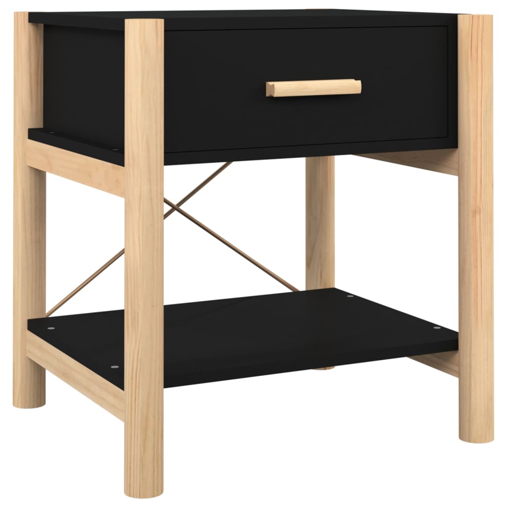 Tavolini da Letto 2pz Nero 42x38x45 cm in Legno Multistrato