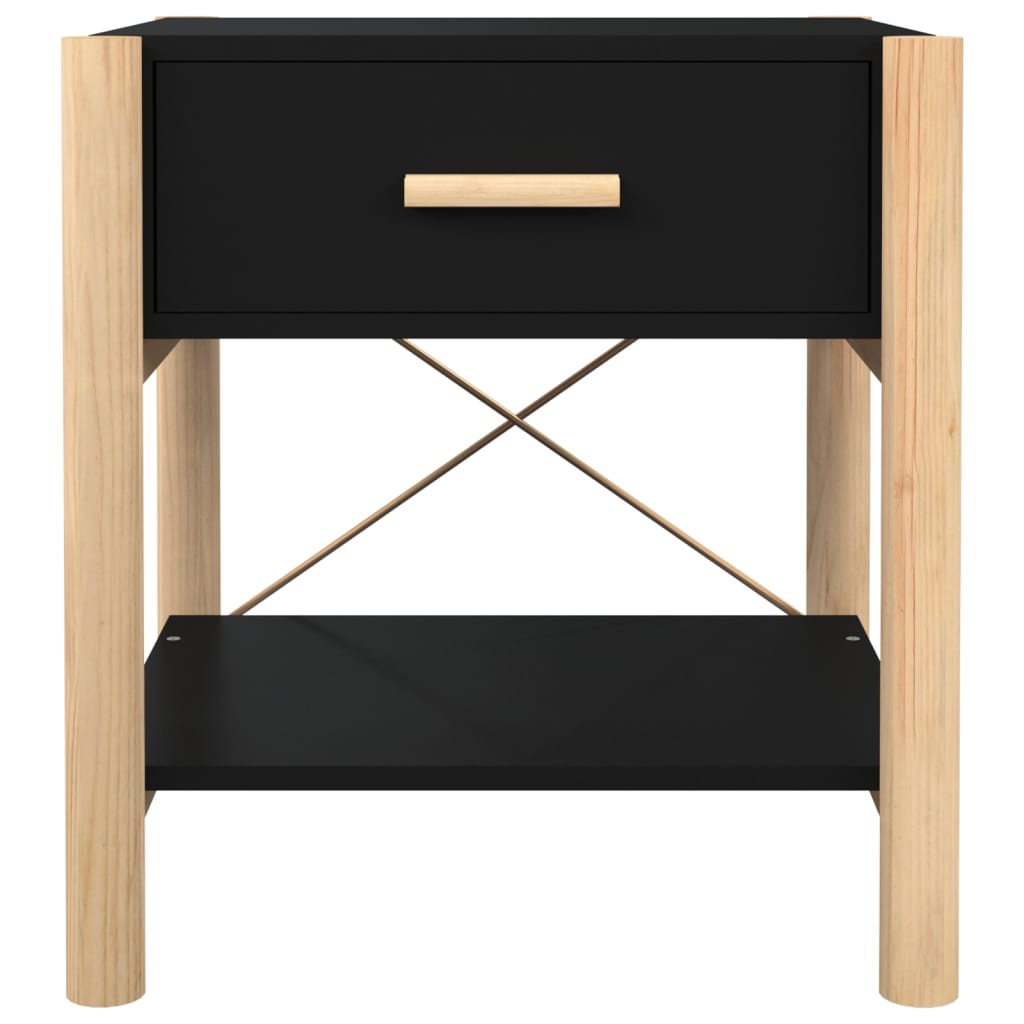 Tavolini da Letto 2pz Nero 42x38x45 cm in Legno Multistrato