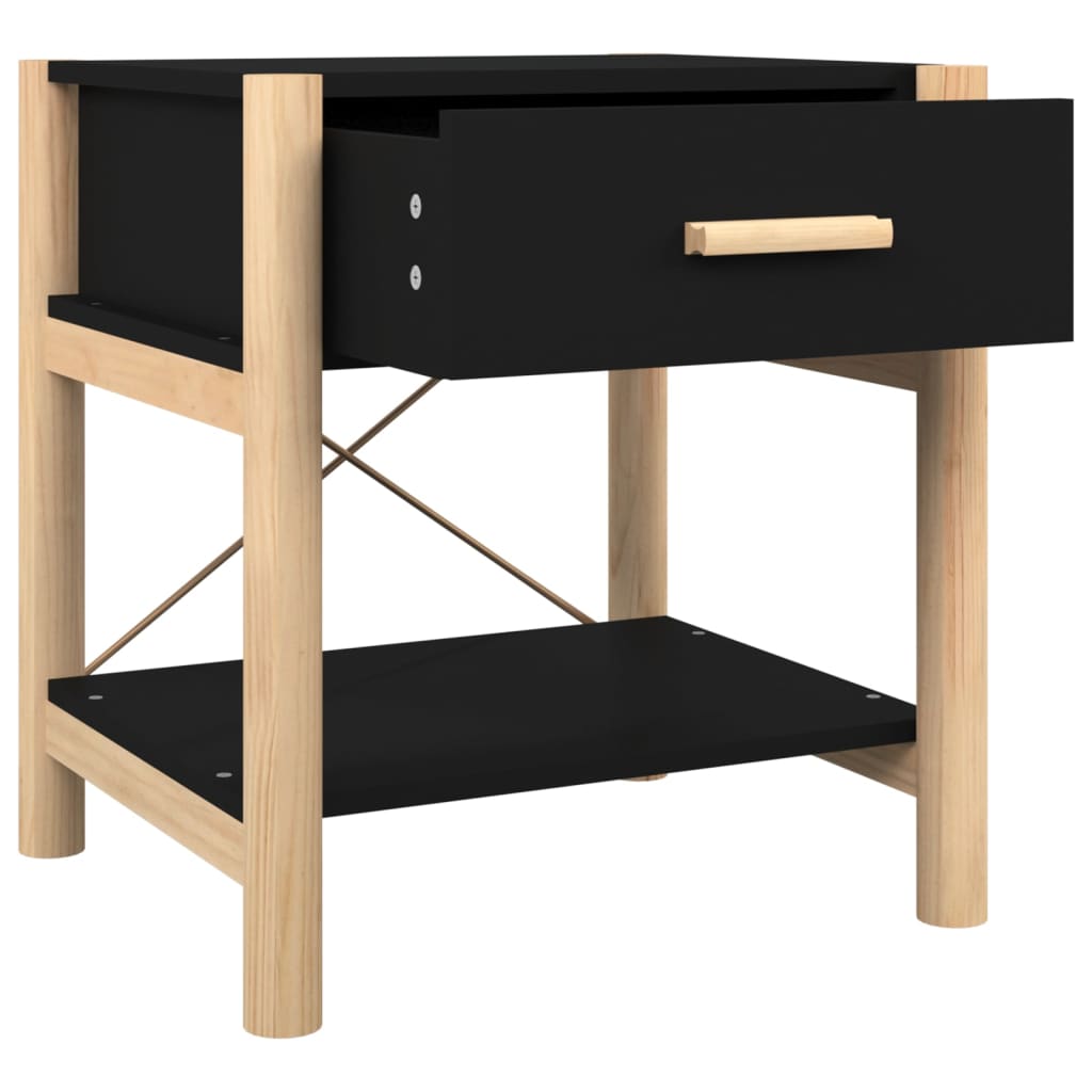 Tavolini da Letto 2pz Nero 42x38x45 cm in Legno Multistrato