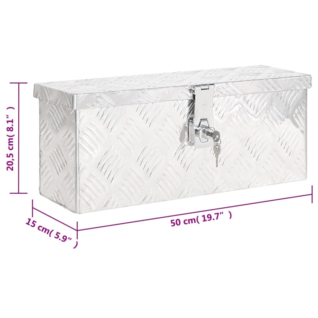Contenitore Portaoggetti Argento 50 x 15 x 20,5 cm in Alluminio