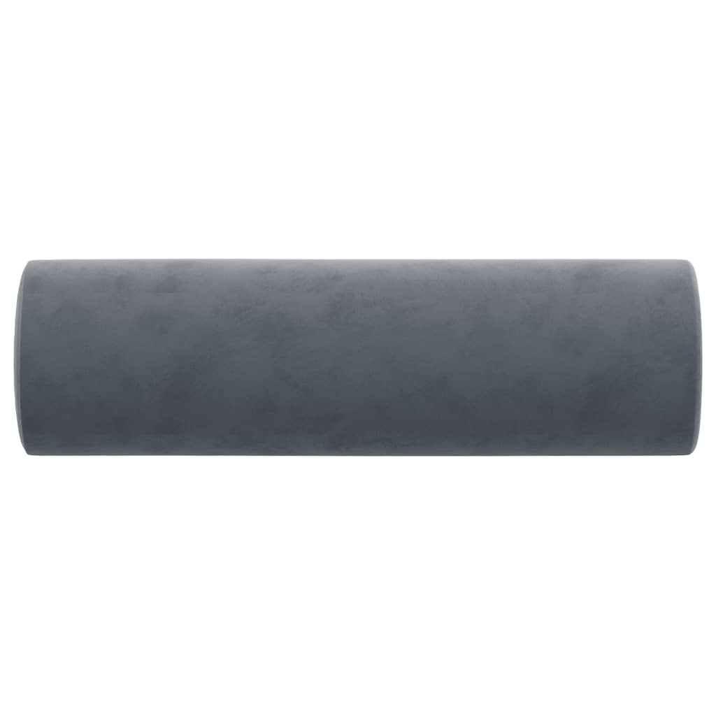 Cuscini Decorativi 2 pz Grigio Scuro Ø15x50 cm in Velluto