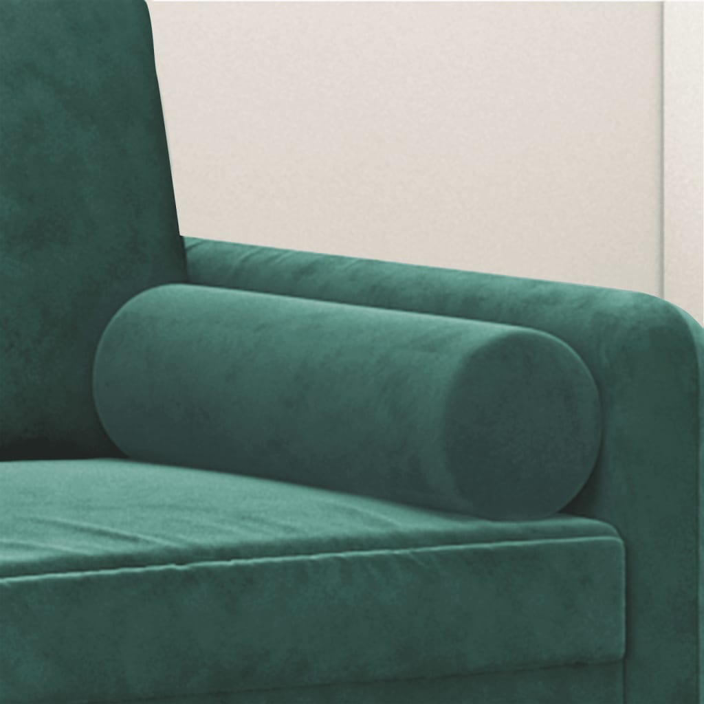 Cuscini Decorativi 2 pz Verde Scuro Ø15x50 cm in Velluto