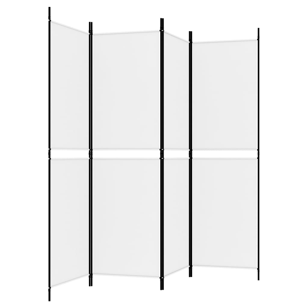 Divisorio a 4 Pannelli Bianco 200x180 cm Tessuto