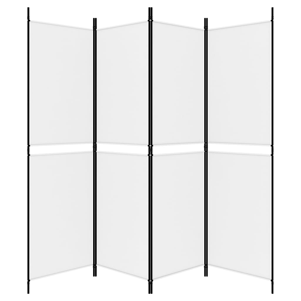 Divisorio a 4 Pannelli Bianco 200x180 cm Tessuto