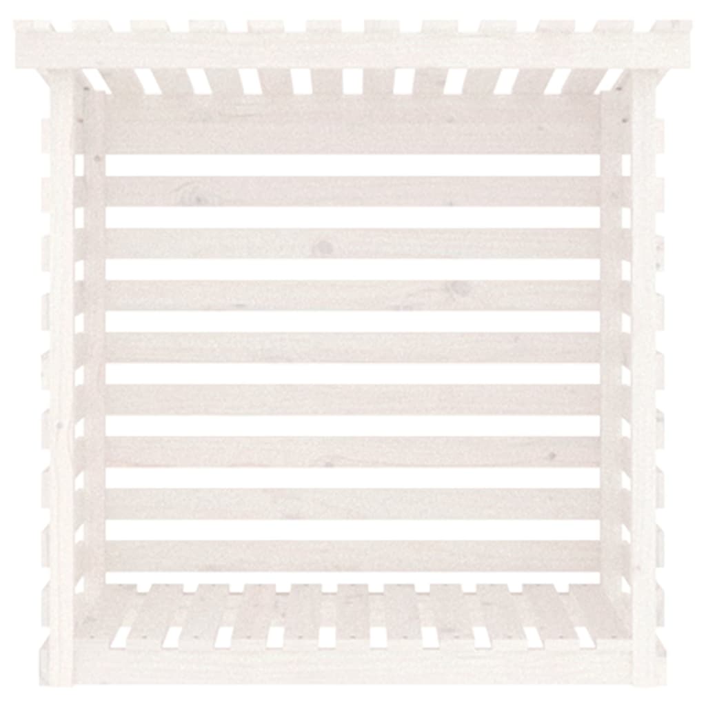 Portalegna Bianco 108x73x108 cm in Legno Massello di Pino