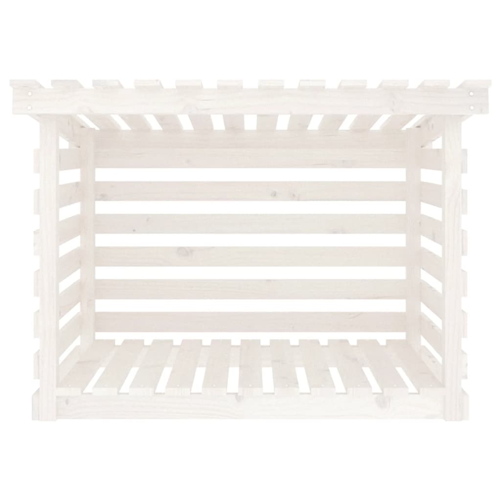 Portalegna Bianco 108x73x79 cm in Legno Massello di Pino